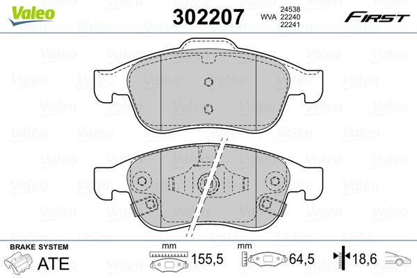 VALEO 302207 Brake Pad Set, disc brake