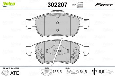 Brake Pad Set, disc brake VALEO 302207