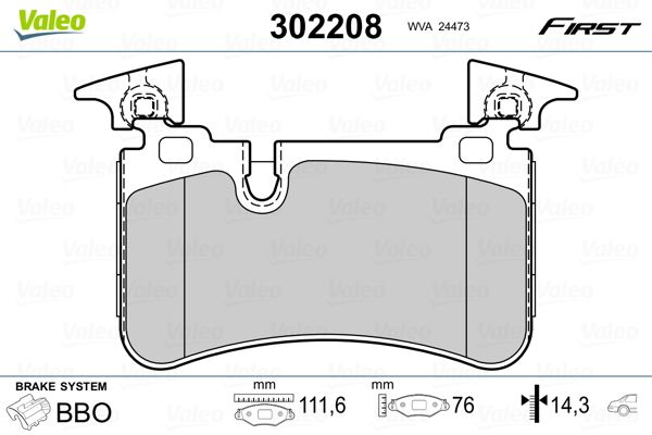 VALEO 302208 Brake Pad Set, disc brake