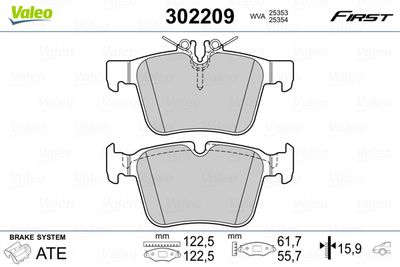 Brake Pad Set, disc brake VALEO 302209