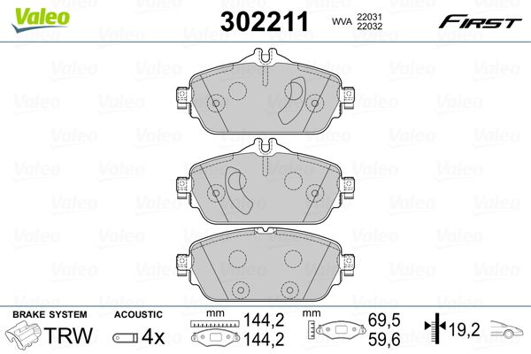 VALEO 302211 Brake Pad Set, disc brake