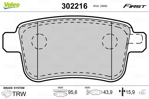 VALEO 302216 Brake Pad Set, disc brake
