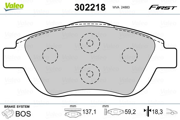 VALEO 302218 Brake Pad Set, disc brake
