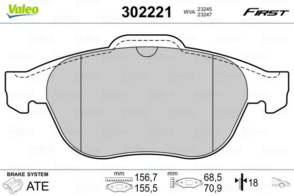 VALEO 302221 Brake Pad Set, disc brake