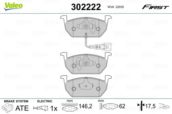 VALEO 302222 Brake Pad Set, disc brake