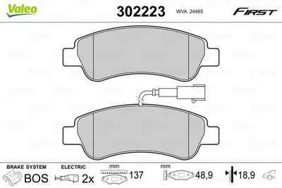 Brake Pad Set, disc brake VALEO 302223