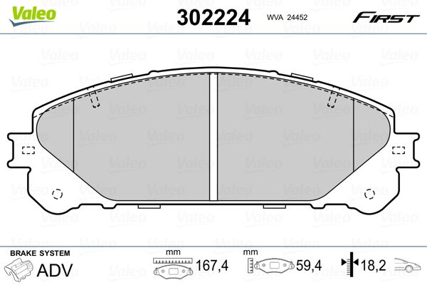 VALEO 302224 Brake Pad Set, disc brake