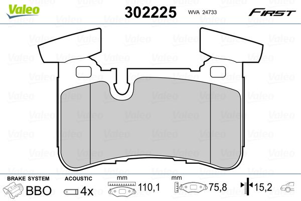 VALEO 302225 Brake Pad Set, disc brake
