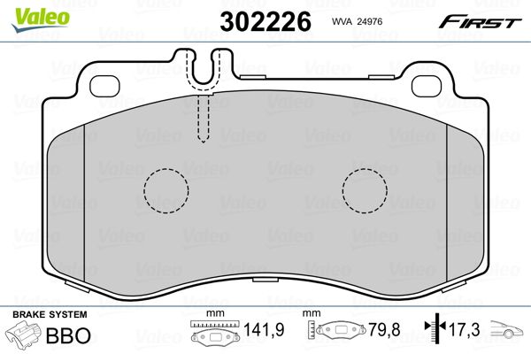VALEO 302226 Brake Pad Set, disc brake