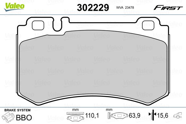 VALEO 302229 Brake Pad Set, disc brake