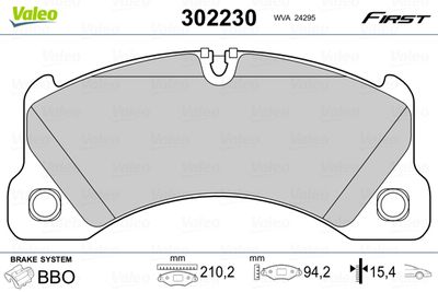 Brake Pad Set, disc brake VALEO 302230