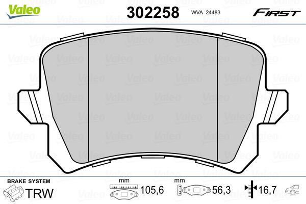 VALEO 302258 Brake Pad Set, disc brake