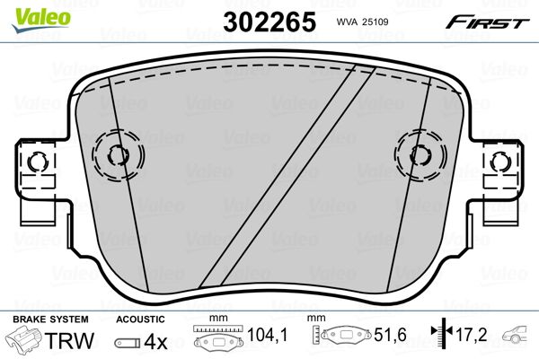 VALEO 302265 Brake Pad Set, disc brake