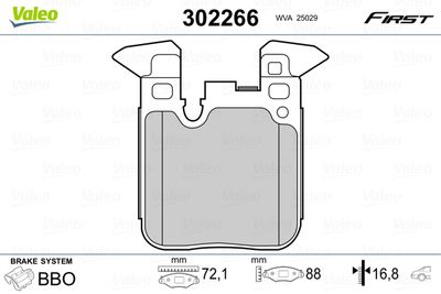 Brake Pad Set, disc brake VALEO 302266