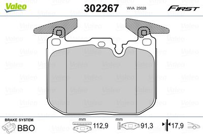Brake Pad Set, disc brake VALEO 302267