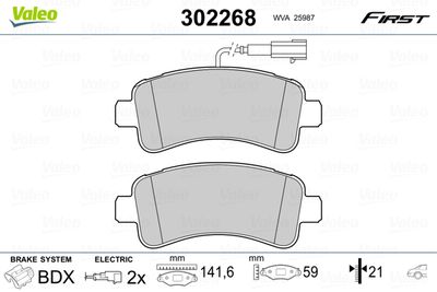 Brake Pad Set, disc brake VALEO 302268