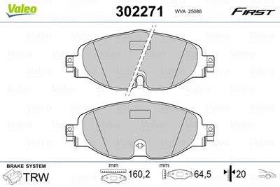 Brake Pad Set, disc brake VALEO 302271