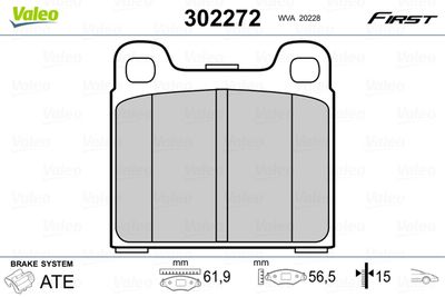 Brake Pad Set, disc brake VALEO 302272