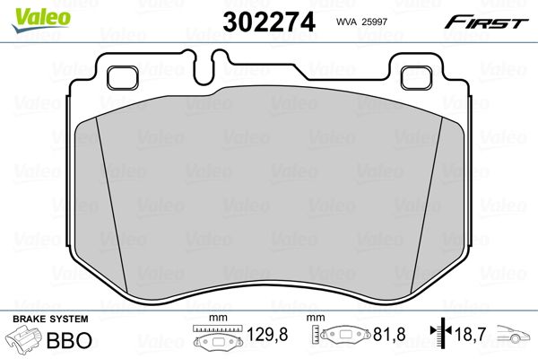 VALEO 302274 Brake Pad Set, disc brake