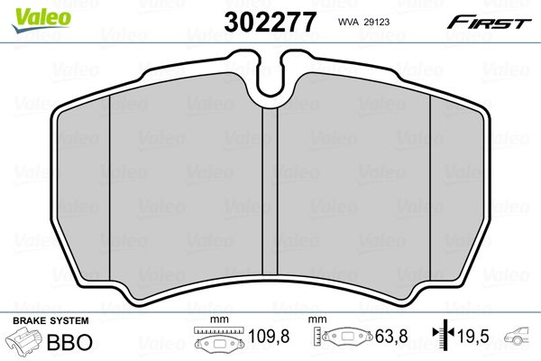 VALEO 302277 Brake Pad Set, disc brake