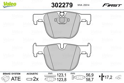 Brake Pad Set, disc brake VALEO 302279