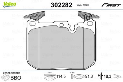Brake Pad Set, disc brake VALEO 302282
