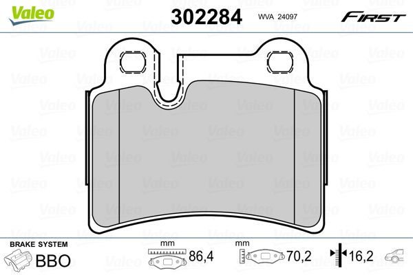 VALEO 302284 Brake Pad Set, disc brake