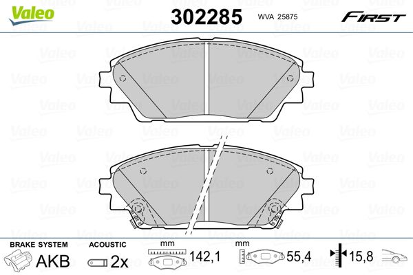VALEO 302285 Brake Pad Set, disc brake