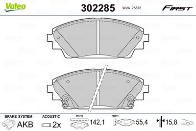 Brake Pad Set, disc brake VALEO 302285