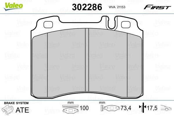 VALEO 302286 Brake Pad Set, disc brake