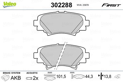 Brake Pad Set, disc brake VALEO 302288