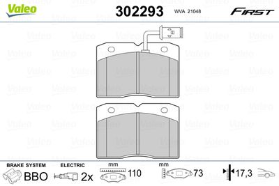 Brake Pad Set, disc brake VALEO 302293