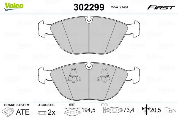 VALEO 302299 Brake Pad Set, disc brake