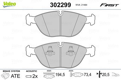 Brake Pad Set, disc brake VALEO 302299