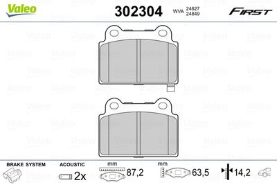 Brake Pad Set, disc brake VALEO 302304