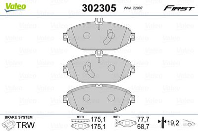 Brake Pad Set, disc brake VALEO 302305