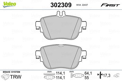 Brake Pad Set, disc brake VALEO 302309