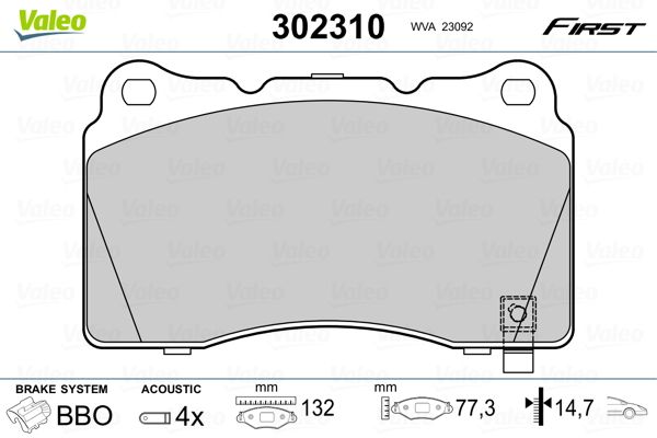VALEO 302310 Brake Pad Set, disc brake