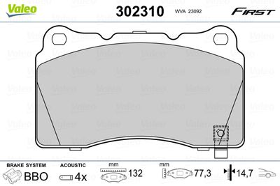 Brake Pad Set, disc brake VALEO 302310