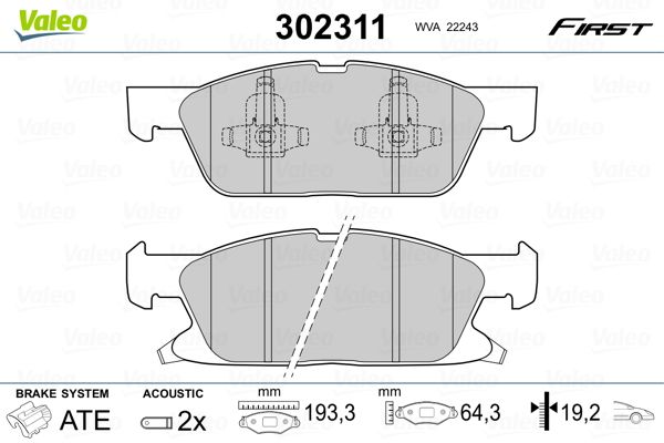 VALEO 302311 Brake Pad Set, disc brake