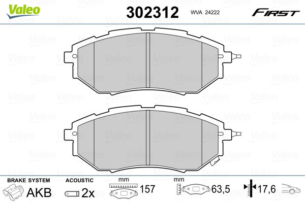 VALEO 302312 Brake Pad Set, disc brake