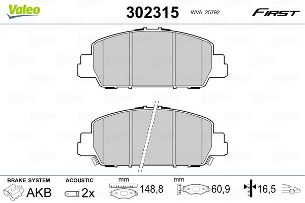 VALEO 302315 Brake Pad Set, disc brake