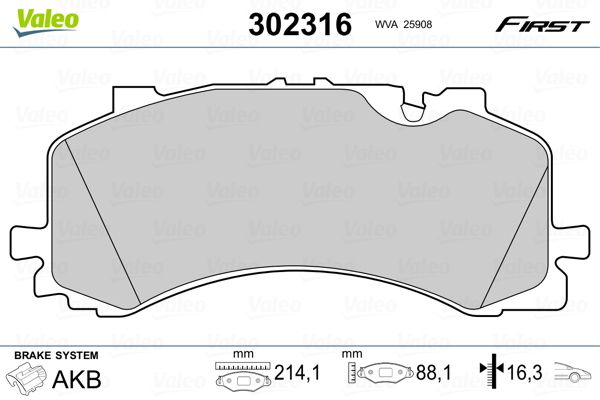 VALEO 302316 Brake Pad Set, disc brake