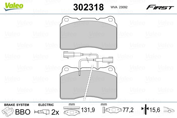 VALEO 302318 Brake Pad Set, disc brake