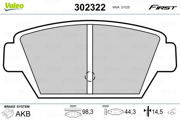 VALEO 302322 Brake Pad Set, disc brake