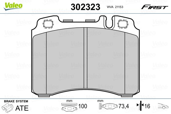 VALEO 302323 Brake Pad Set, disc brake