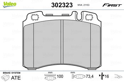 Brake Pad Set, disc brake VALEO 302323