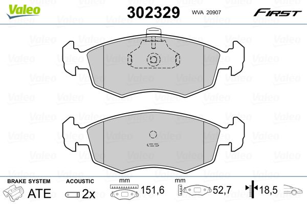 VALEO 302329 Brake Pad Set, disc brake