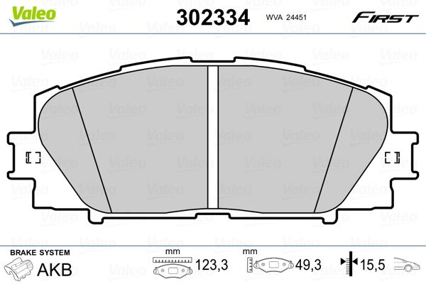 VALEO 302334 Brake Pad Set, disc brake