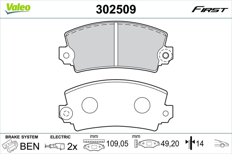 VALEO 302509 Brake Pad Set, disc brake